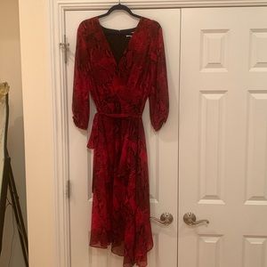 Calvin Klein Dress Red Snake Skin Pattern